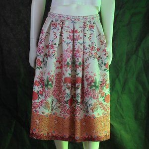Beautiful Floral Midi Skirt Lined with Pockets